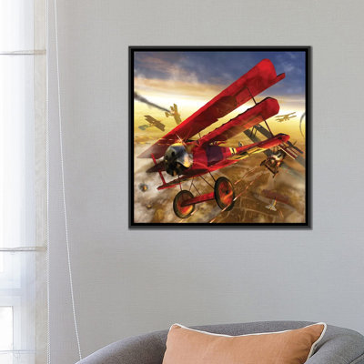 «German Triple Wing Biplane the Red Baron» par Kurt Miller, impression sur giclée sur toile