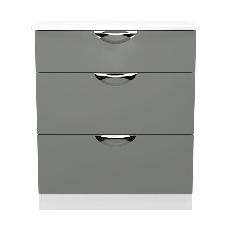 Bhodhini 77cm W 3 - Drawer Chest of Drawers, Grey