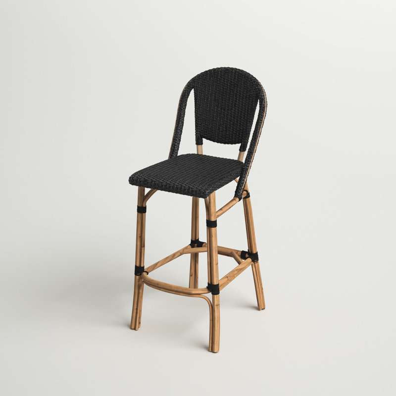 Popplestone Rattan Stool, Counter Stool (26.4" Seat Height), Black