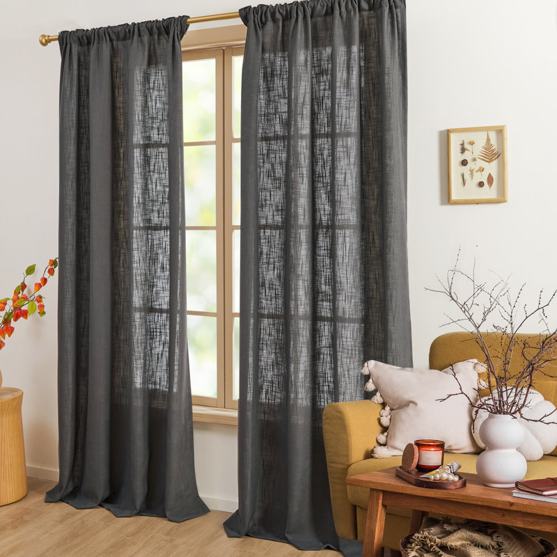 Semi Sheer Single Curtain Panel, Gray, 52" W x 120" L