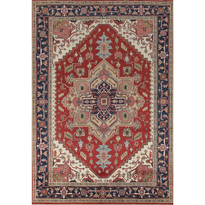 Tapis traditionnel indien à motif géométrique 9 x 12