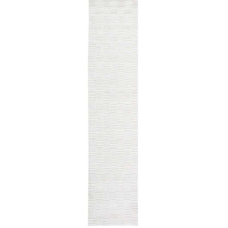 Tapis tissé à la main 2'6" x 11'8" en laine beige