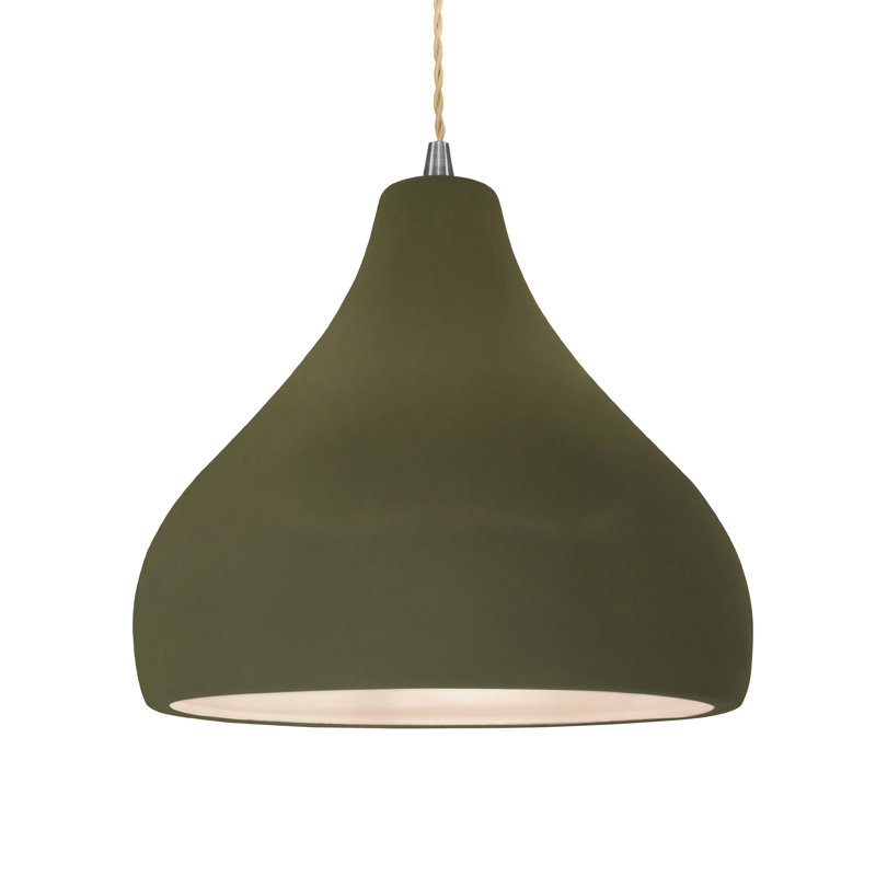 Luminaire suspendu à 1 lumière Meydan, Vert mat, Nickel brossé, H 9,5 po x l 13,5 po x P 13,5 po