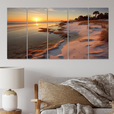 Alabama Golden Hour at Gulf Shores I - impression d'art mural de paysages - 5 panneaux égaux