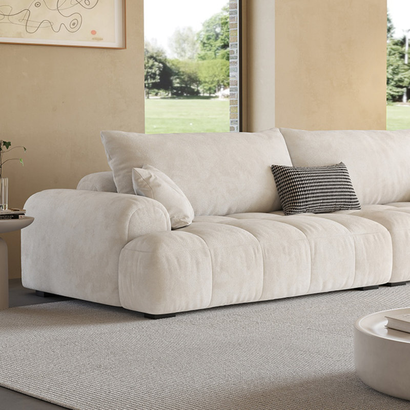 Simple Modern Cream Style Sofa, 25.04" H x 122.05" W x 38.19" D