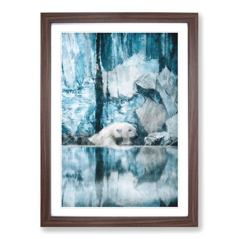 The Polar Bear - Picture Frame Graphic Art, 36cm H x 27cm W x 2cm D, Walnut Framed