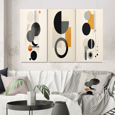 «Minimal Circular Geometric Illustration IV», 3 pièces sur toile
