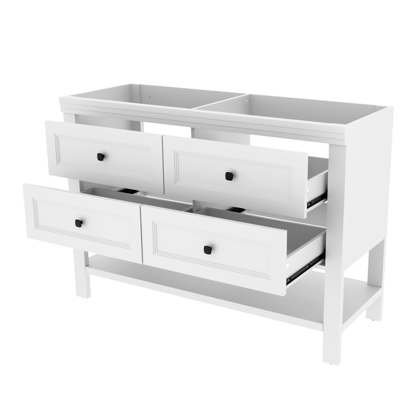 Base de meuble-lavabo double 48 po seulement, lavabo non inclus, Blanc
