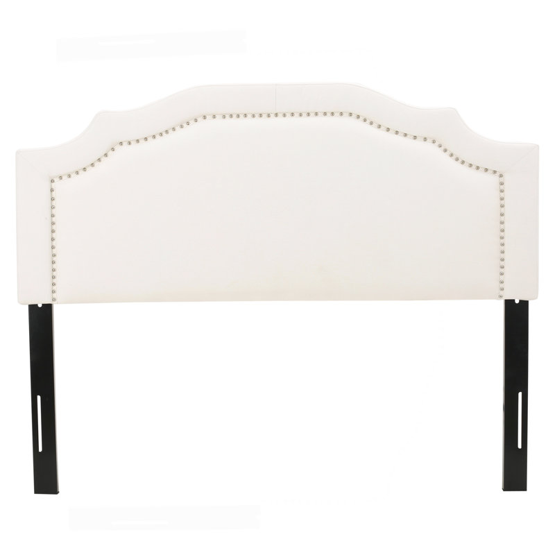 Upholstered Headboard Queen Size, Solid Wood Head Board With Durable Metal Legs, Adjustable Height Queen Headboard With Nailhead Trim In Bedroom