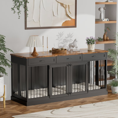Meuble pour chien en bois 70,86 po avec 3 tiroirs et double tiroir