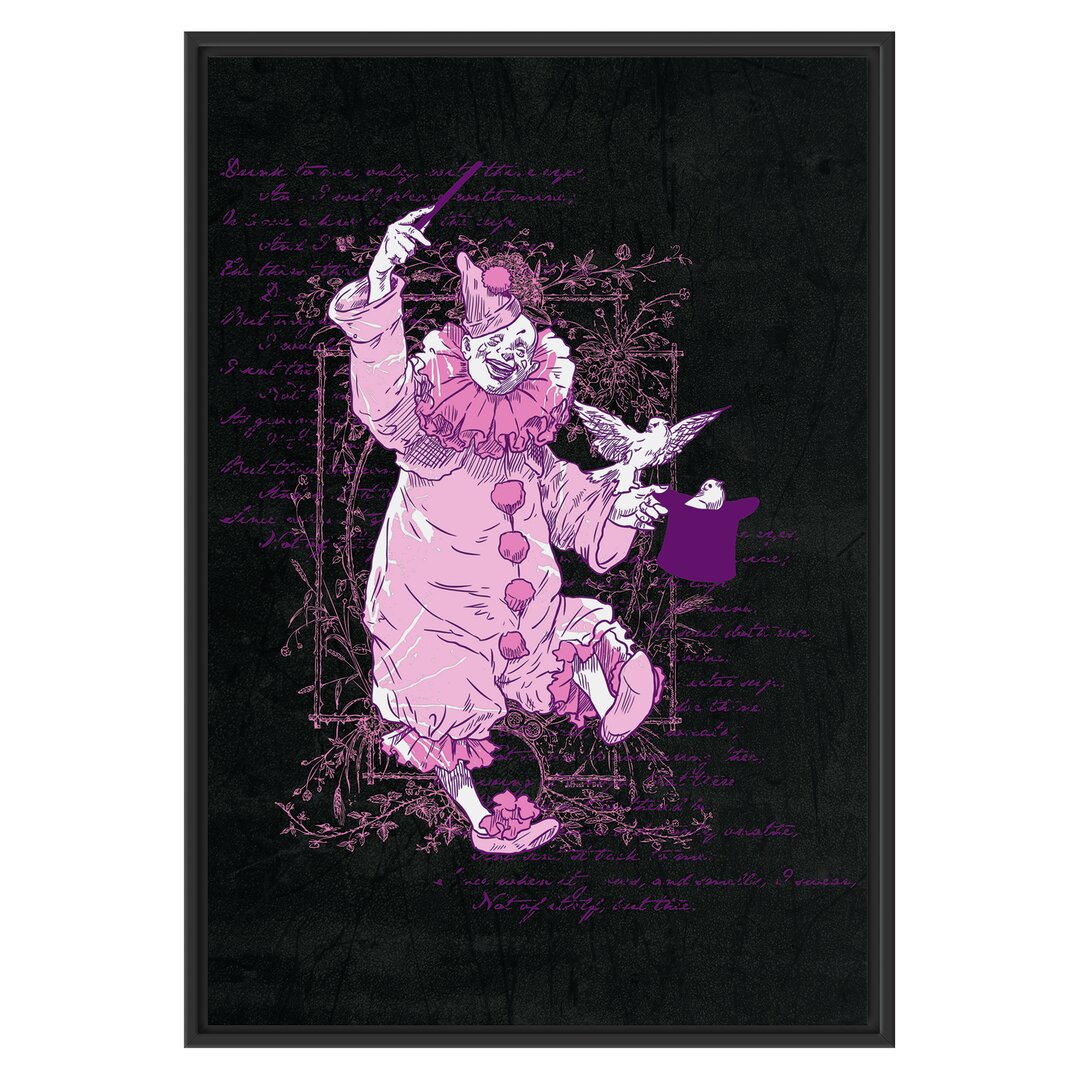 Gerahmtes Wandbild Clown Schwarz