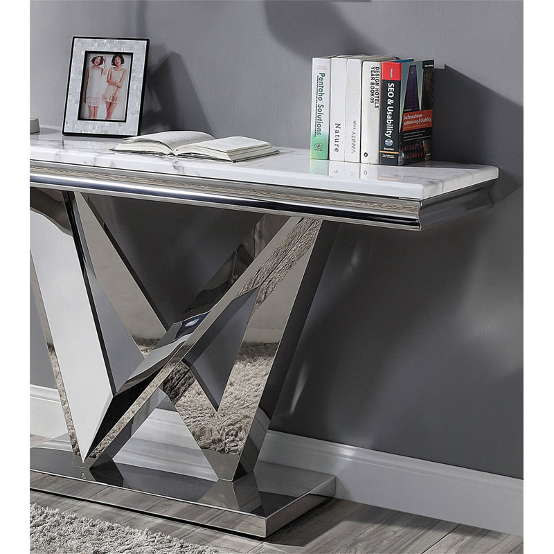 Table de canapé moderne Glam Style 1Pc Base en pi