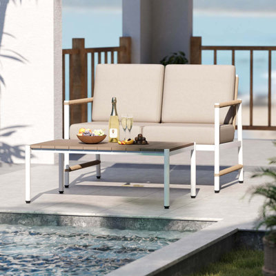 Ensemble de canapé-causeuse 2 pièces avec coussins épais pour table basse