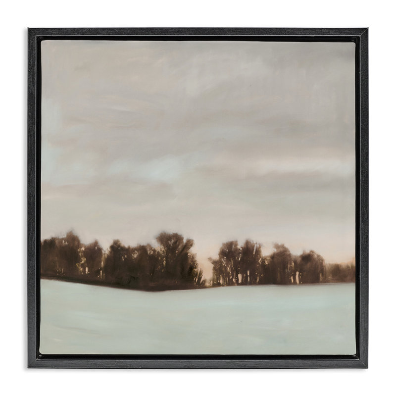 Cadre flottant Sundown Snow Scene, design par Megan Lightell, Cadre flottant noir de jais, H 18 po x l 18 po