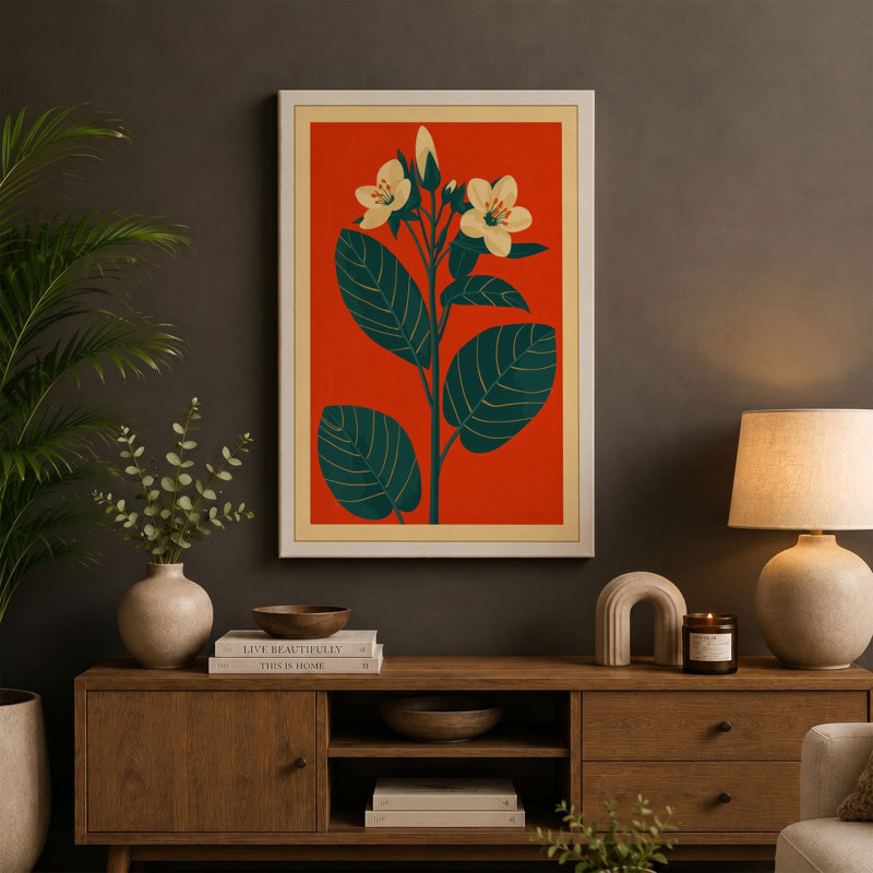 Yellow Blooms Botanical - Wrapped Canvas, 24x16 - 61.0 x 40.6 cm, Cream Border