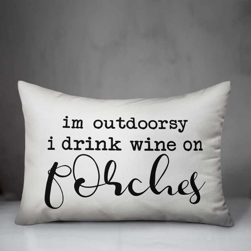 Textual Outdoor Reversible Throw Pillow, Off White/Black