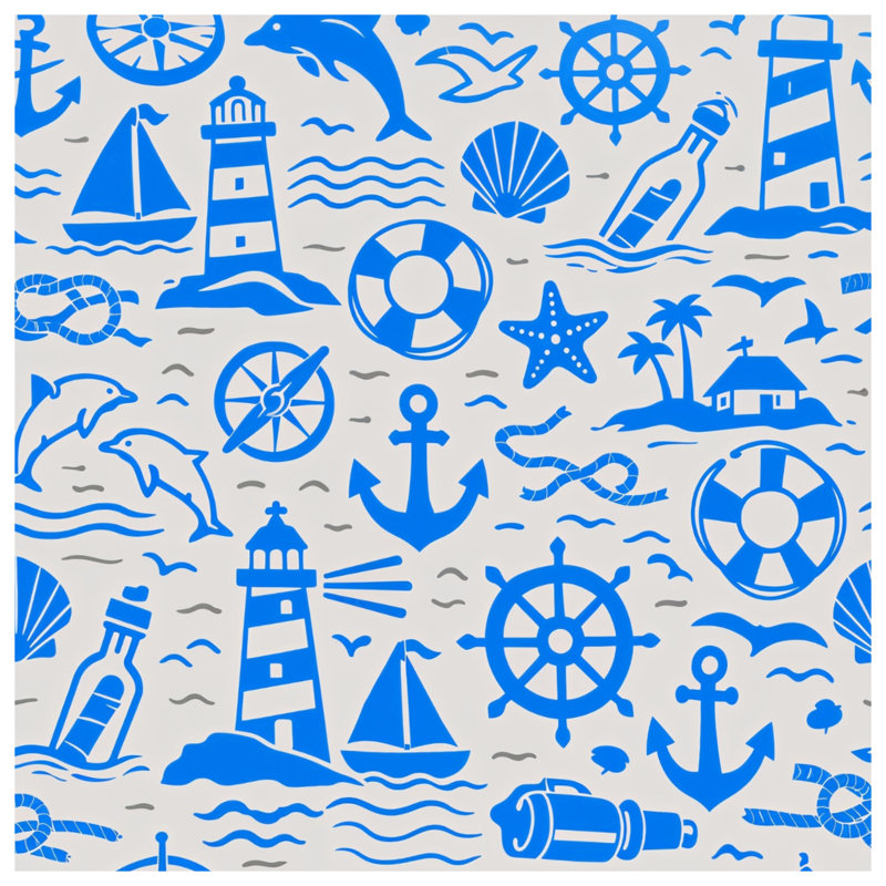 Rideaux de douche bleu nautiques très longs, 70in W x 84in H