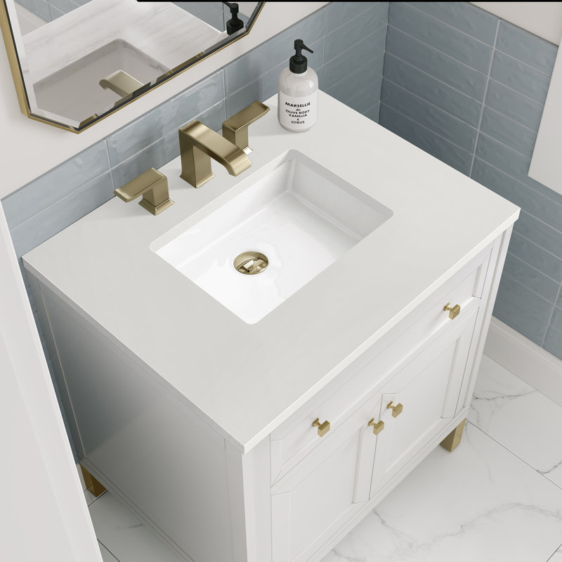 Chicago 30'' W Single Vanity, Glossy White, White Zeus, 8" Widespread