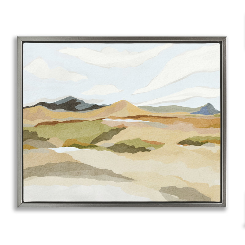 «Rocky Hill Landscape», art mural encadré par Nikita Jariwala, H 25 po x l 31 po, Cadre flottant gris lustré