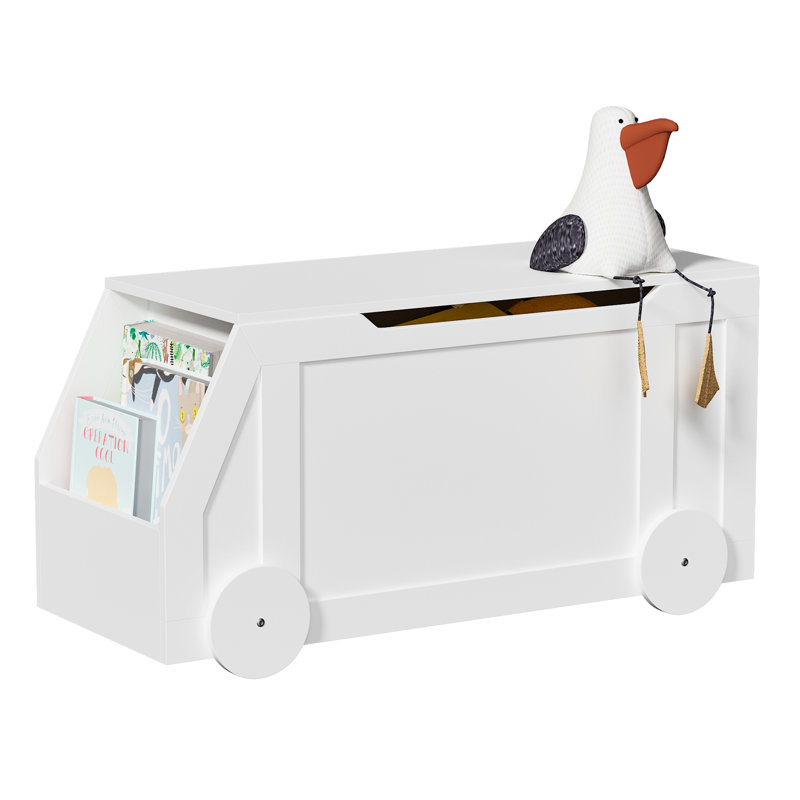 Kids Toy Storage Chest,100cm Car Wooden Storage Box,large Storage Toy Box With 2 Safety Hinges And Flip-tip Lid For Boys Girls Bedroom,kindergarten,nursery,playroom Classroom