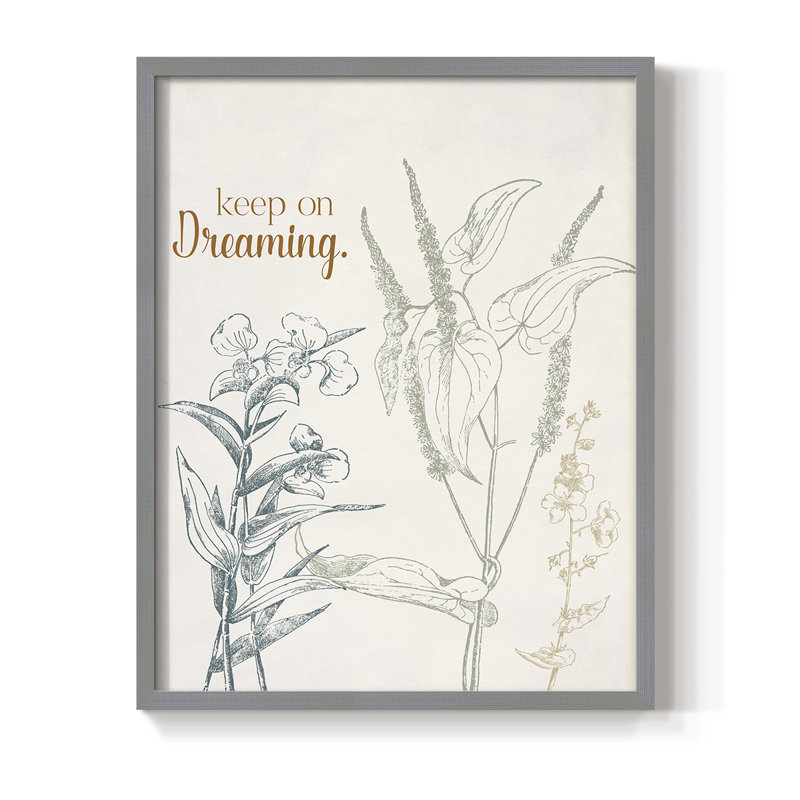 «Keep on Dreaming», reproduction encadrée - bois massif, Gris, H 11 po x l 9 po