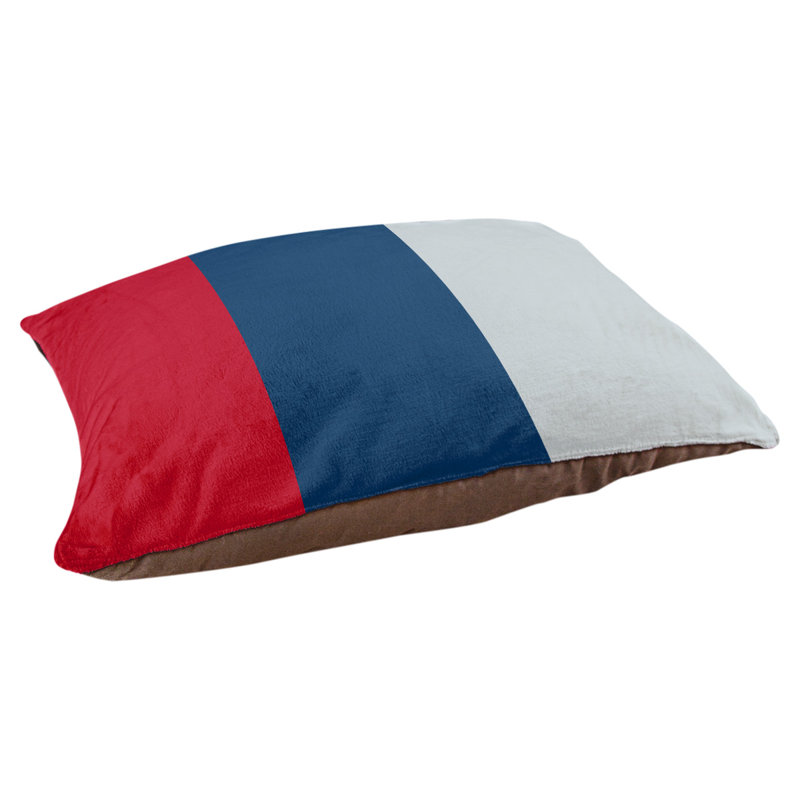 Coussin rectangulaire designer Los Angeles Anaheim, Rouge / bleu marine / argent, Petit (L 18 po x l 28 po)