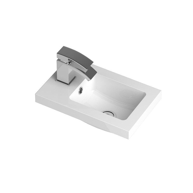 Nuie Furniture Ceramics 135mm W Polymarble Rectangular Sink with Overflow, 10" H x 5" W x 16" D