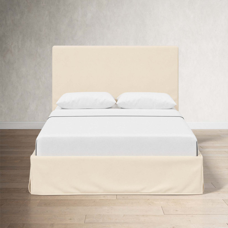 Verona Upholstered Slipcover Bed, Classic Pearl Performance Velvet, Queen
