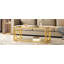 Table basse en verre de luxe moderne avec structure en métal doré, table basse rectangulaire avec tablette de rangement inférieure, table de centre Art déco pour le salon-225751367