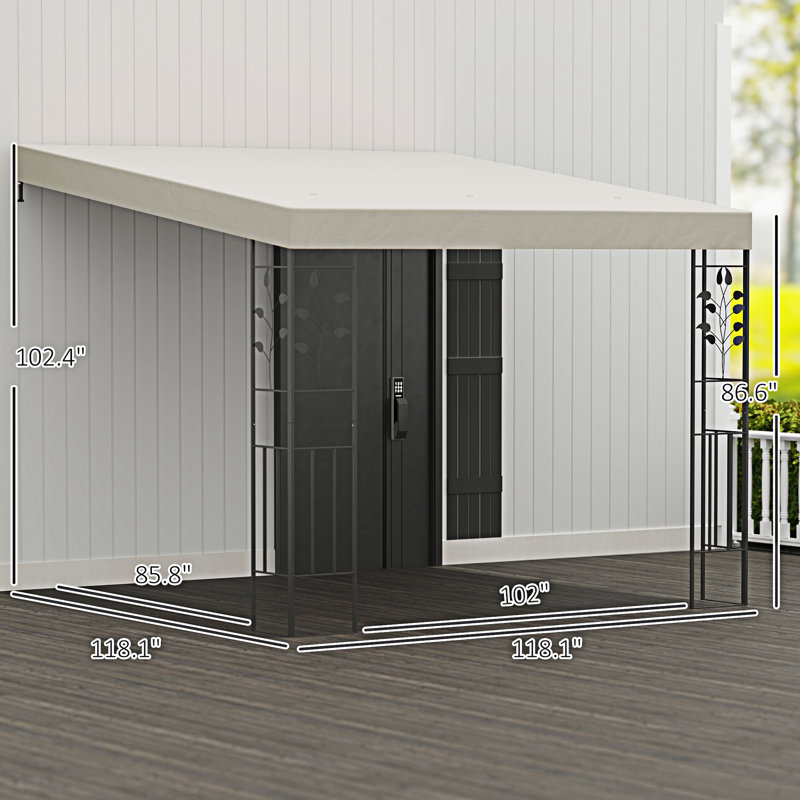 Metal Patio Canopy With Drainage Holes,Outdoor Pergola Canopy, Backyard, Garden, Cream White