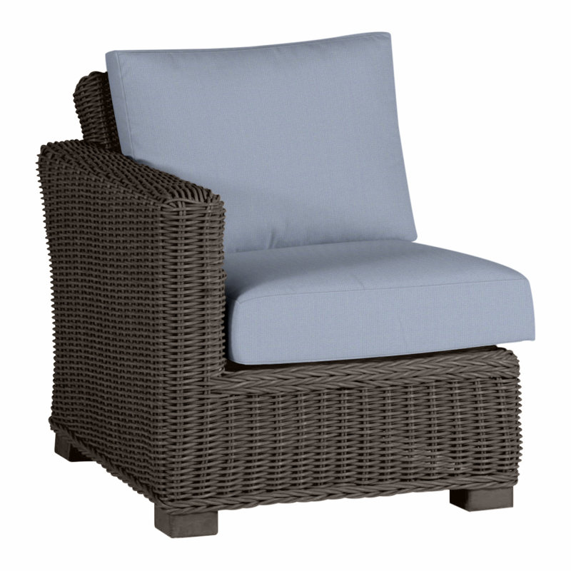 Canapé modulaire rustique tissé à gauche - Noyer noir, Pas de soudure, Noyer noir, Sunbrella® ‑ Arbor Chambray colombe