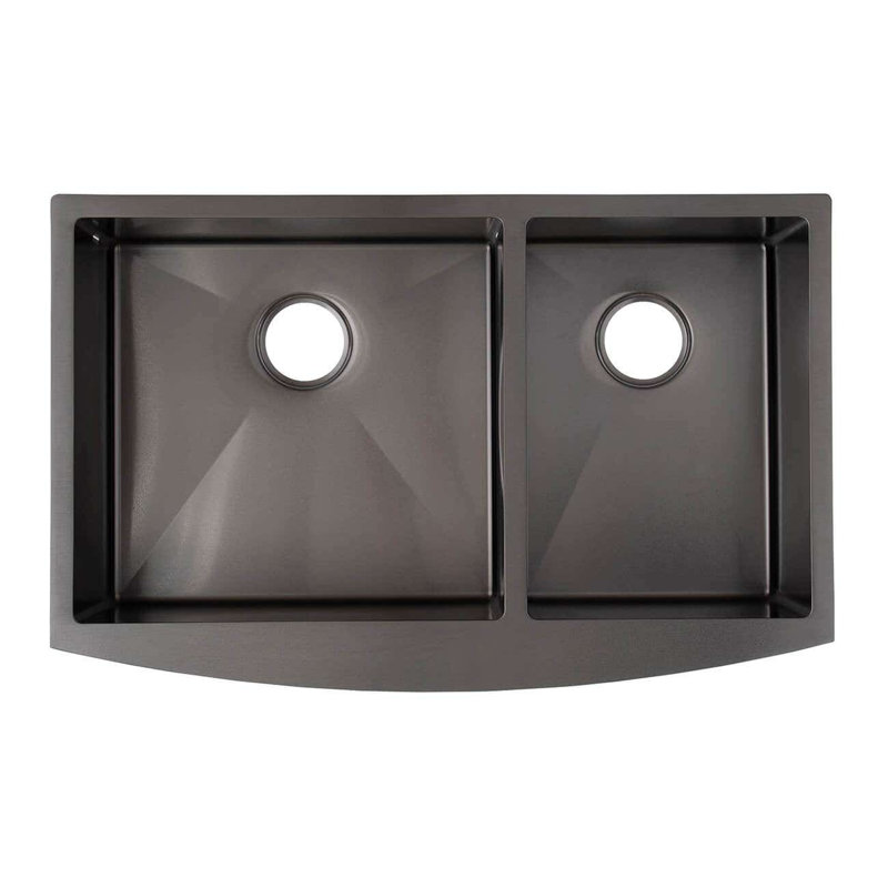33'' L Double Bowl Stainless Steel Kitchen Sink, Gun Metal