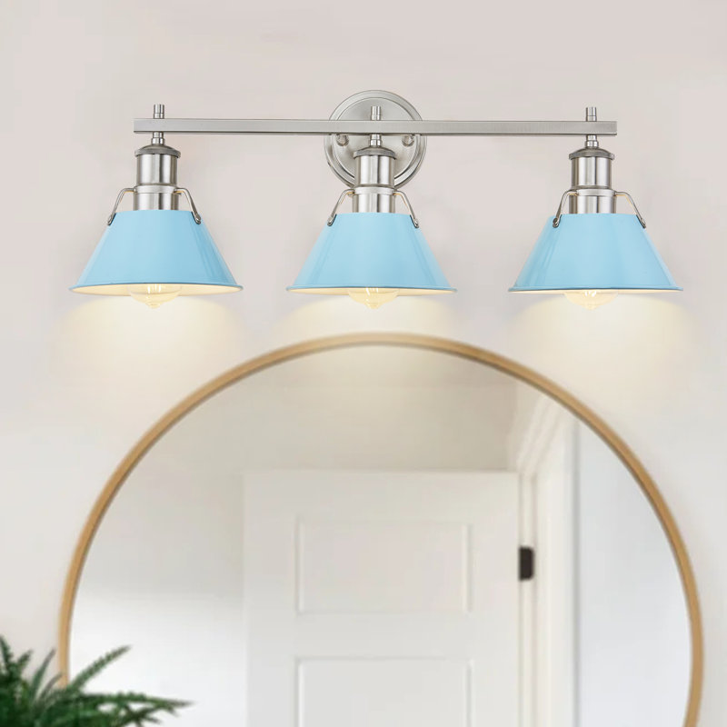 3 lights 27 inch brush nickel finish iron bathroom vanity sconce, Blue