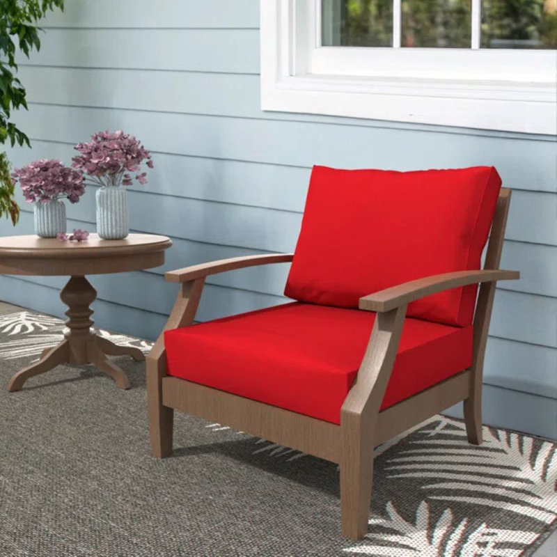 Sunbrella Outdoor Cushion, Seat/Back Replacement Cushion for Outdoor Furniture Arm Chair, 61cm W x 61cm D, Jockey Red