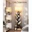 Bibliothèque à 6 étages avec lumière, tour de bibliothèque étroite, grand organisateur de livres sur pied avec armoire de rangement pour le salon, la chambre à coucher et le bureau personnel, brun rustique
