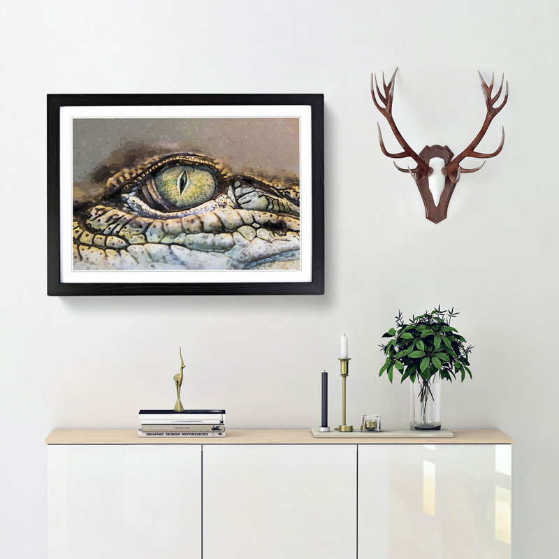 Crocodile Eye - Picture Frame Graphic Art Print, 48cm H x 65cm W x 2cm D, Black Framed