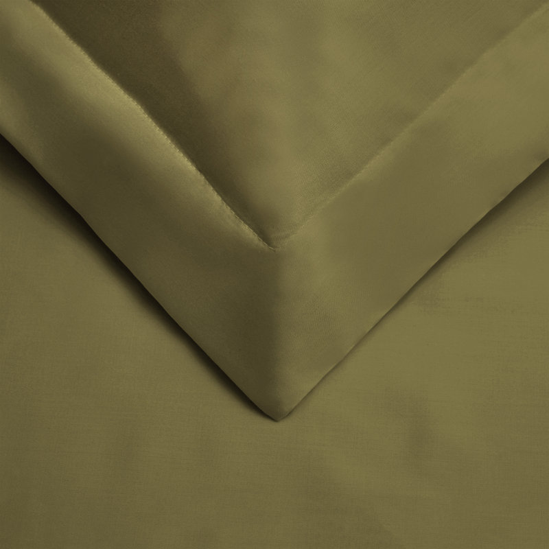 Ensemble de housse de couette en coton uni à densité de tissage 400 fils Gisla, Sauge