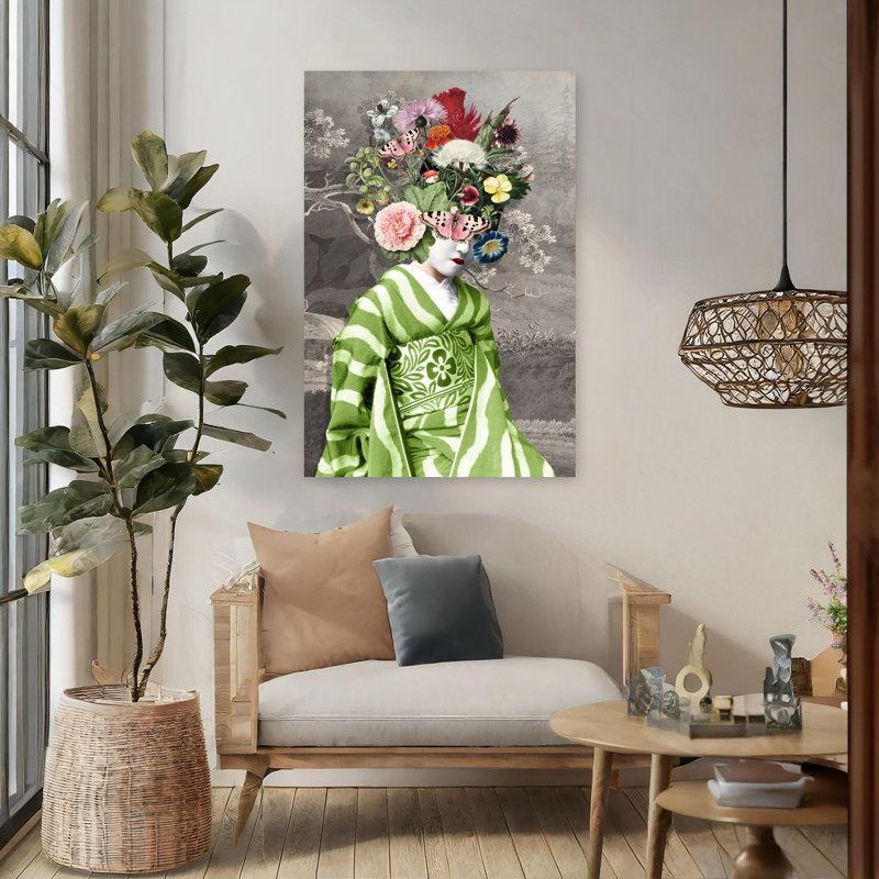 «A Summer Geisha Elegant Vintage Portrait Spring», art mural, H 48 po x l 32 po
