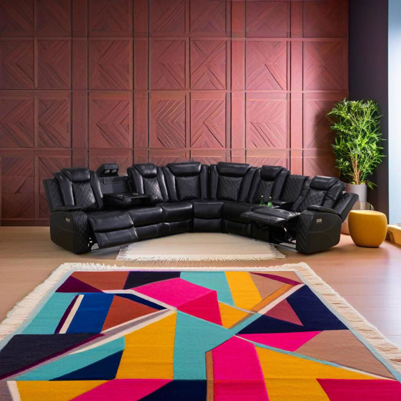 Canapé inclinable de salon en cuir Obsidian