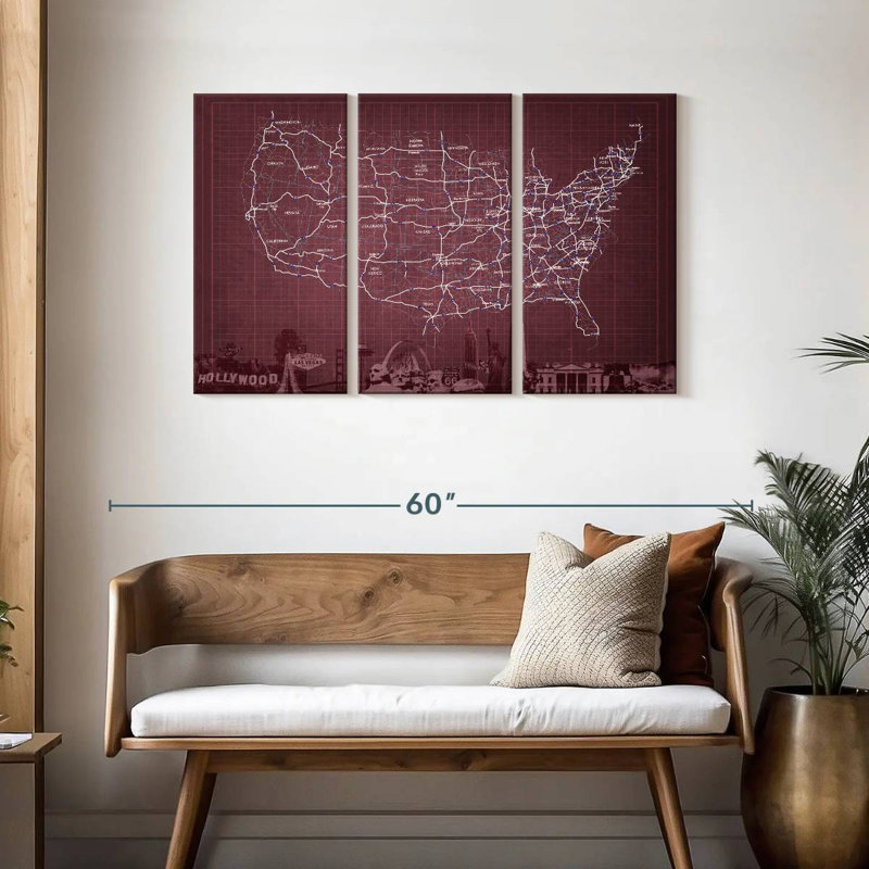 Carte des Aloon Maroon Highway, États-Unis, H 28 po x l 45 po