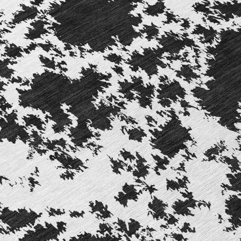 Machine Washable Indoor/Outdoor Chantille ACN2919 Abstract Rug, 1'8" x 2'6", White
