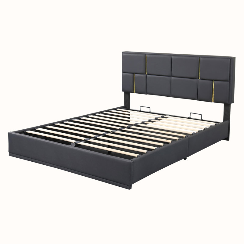 Kleomenis Upholstered Platform Storage Bed, Black, Bed