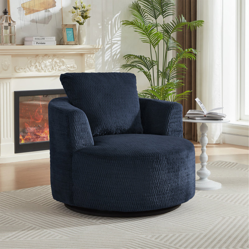 Fauteuil d'appoint pivotant à 360 ° compressible, - siège confort moderne pour salon, bureau - appartement, Bleu très foncé