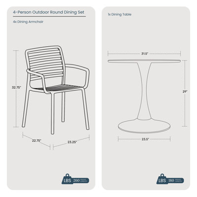 4-Person Outdoor Round Dining Set