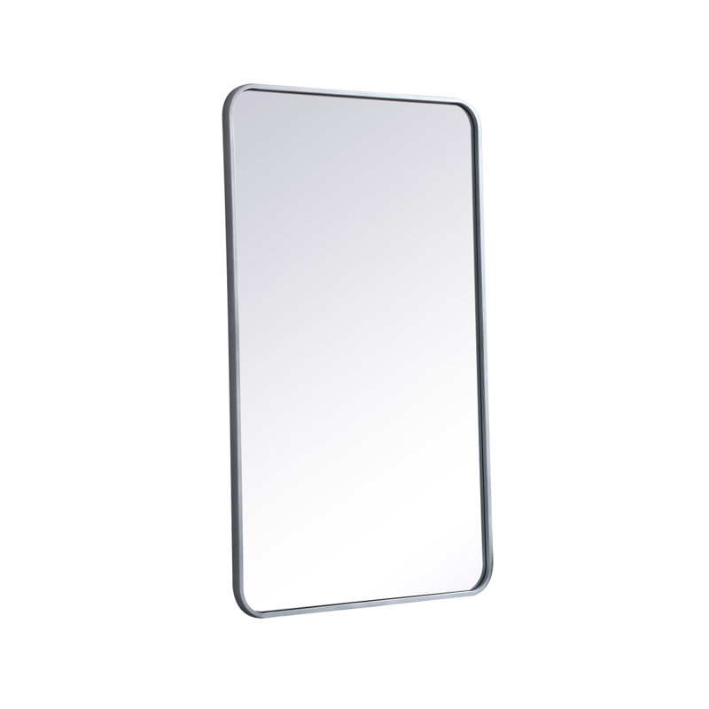 Sabine Metal Rounded Rectangle Wall Mirror, Silver, 40" x 24"