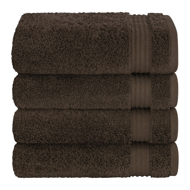 100% Cotton Turkish  Hand Towel Set, 4 Piece Soft, Absorbent Hand Face Towels, Brown