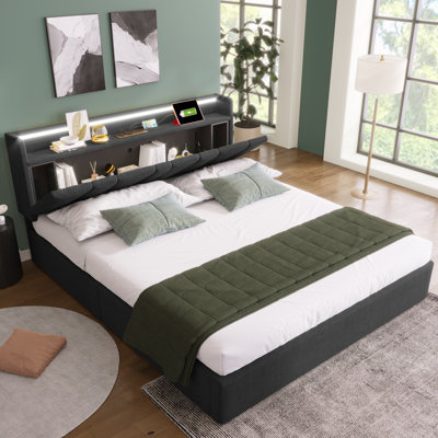 Smart Storage Bed With Uk Plug Sockets - Usb Charging & App-controlled Led Lights