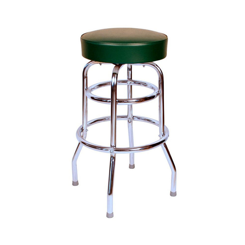 Retro Home Double Ring Swivel 30" Bar Stool, Green
