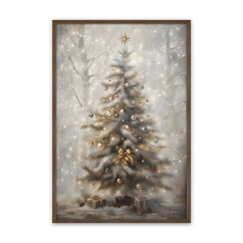 «Oh Tannenbaum» par Jo Moulton, reproduction d'art sur toile, Brun, Papier avec cadre ouvert sans passe-partout