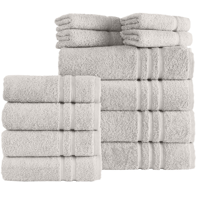 Luxury 12-Piece Towel Set Includes 4 Bath Towels, 4 Hand Towels, And 4 Washcloths Ringspun Cotton Is Absorbent And Soft